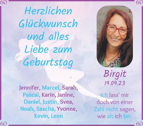 Glückwunschanzeige von Birgit  von Osterholzer Kreisblatt