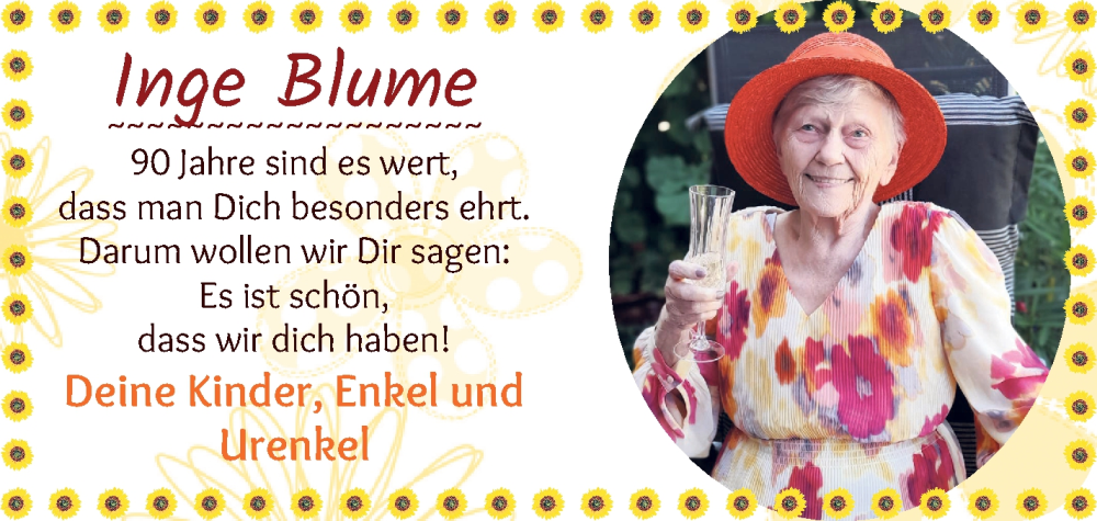 Anzeige für Inge Blume vom 11.09.2023 aus WESER-KURIER