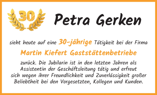 Glückwunschanzeige von Petra Gerken von WESER-KURIER