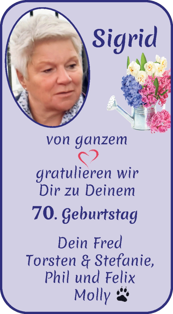 Glückwunschanzeige von Sigrid Klusmann von WESER-KURIER