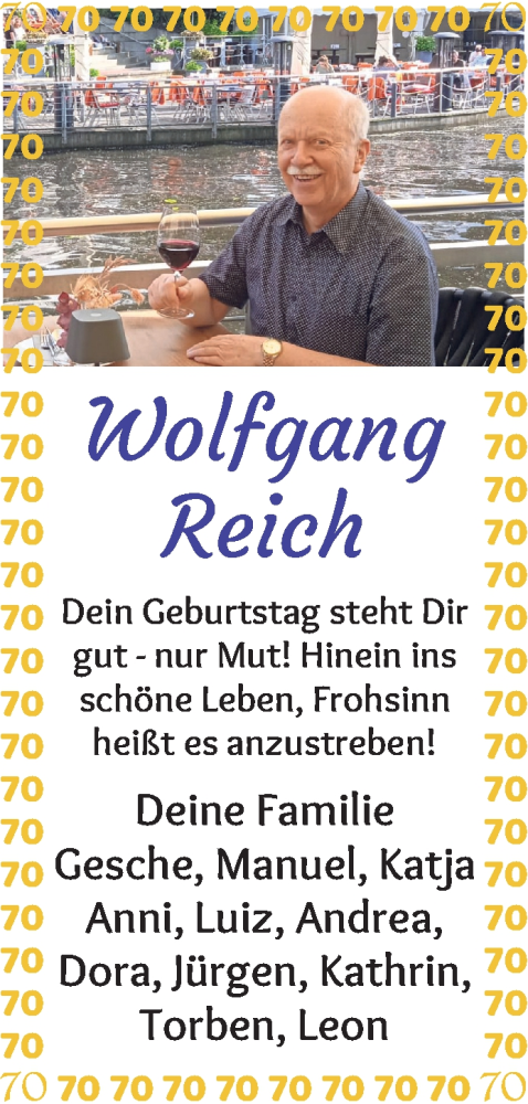 Glückwunschanzeige von Wolfgang Reich von WESER-KURIER