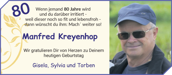 Glückwunschanzeige von Manfred Kreyenhop von Delmenhorster Kurier