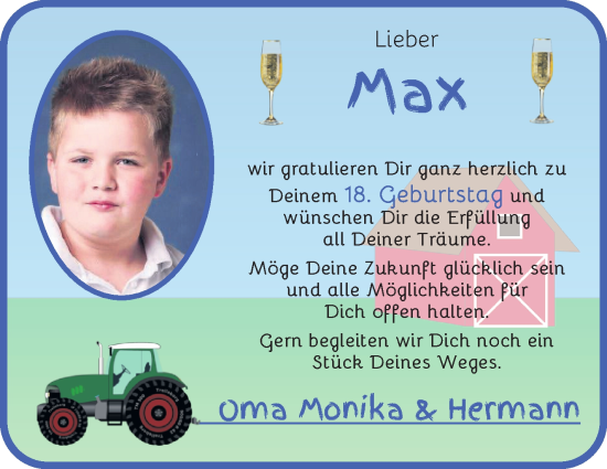 Glückwunschanzeige von Max Peters von Osterholzer Kreisblatt