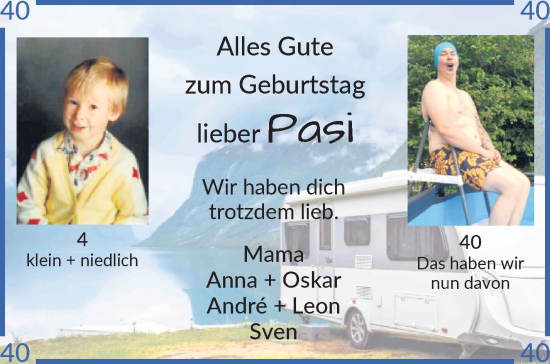 Glückwunschanzeige von Pasi  von Osterholzer Kreisblatt