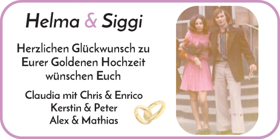 Glückwunschanzeige von Siggi und Helma  von Die Norddeutsche