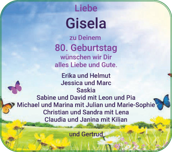 Glückwunschanzeige von Gisela  von Wuemme Zeitung