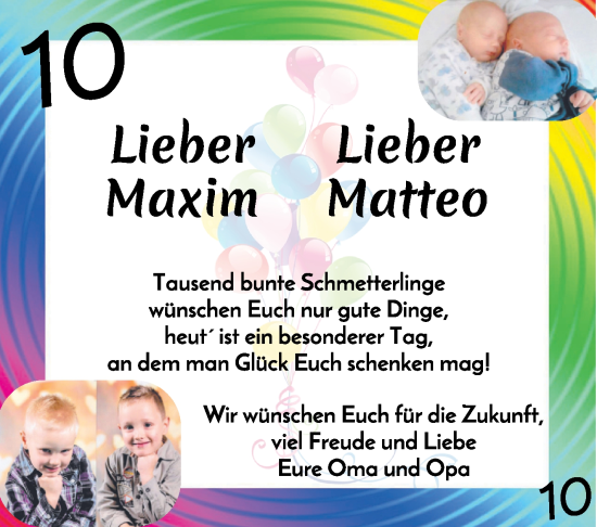Glückwunschanzeige von Maxim und Matteo  von Osterholzer Kreisblatt