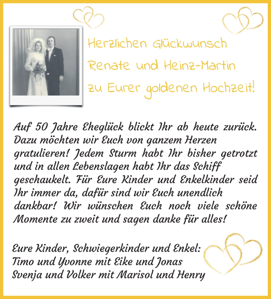Glückwunschanzeige von Renate und Heinz-Martin Behrens von Osterholzer Kreisblatt
