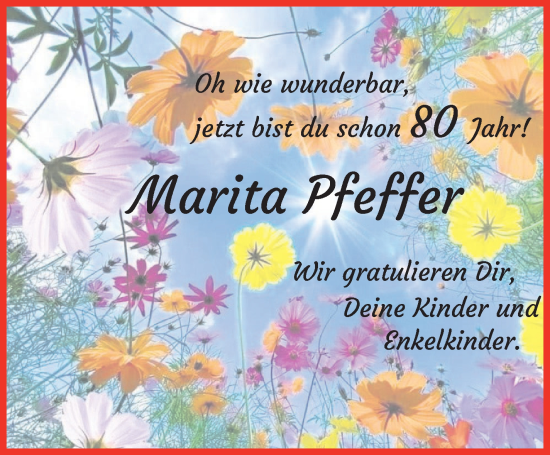 Glückwunschanzeige von Marita Pfeffer von Wuemme Zeitung