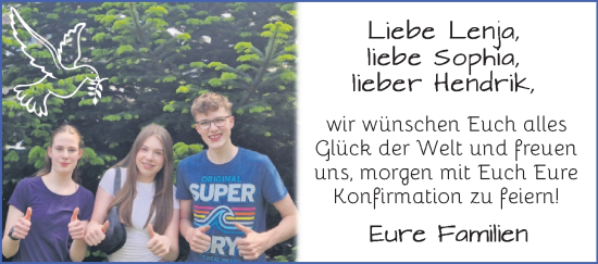 Glückwunschanzeige von Lenja Sophia Hendrik  von WESER-KURIER