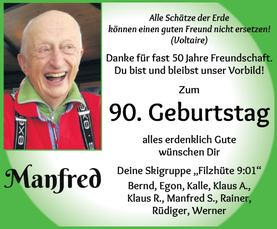 Glückwunschanzeige von Manfred Kosel von WESER-KURIER