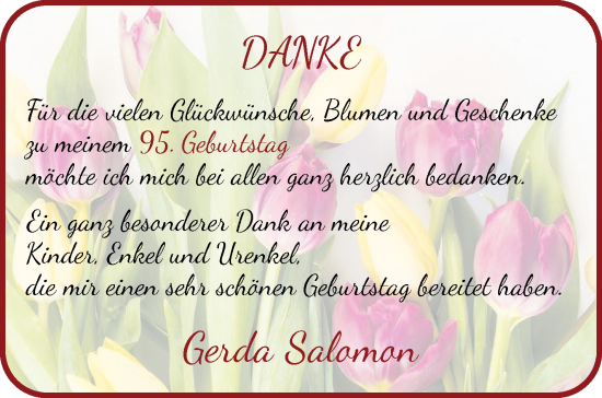 Glückwunschanzeige von Gerda Salomon von Osterholzer Kreisblatt
