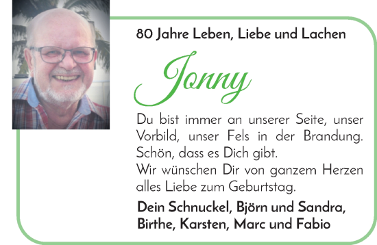 Glückwunschanzeige von Jonny  von Die Norddeutsche