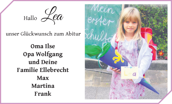 Glückwunschanzeige von Lea  von WESER-KURIER