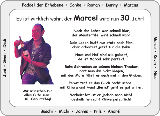 Glückwunschanzeige von Marcel  von Osterholzer Kreisblatt