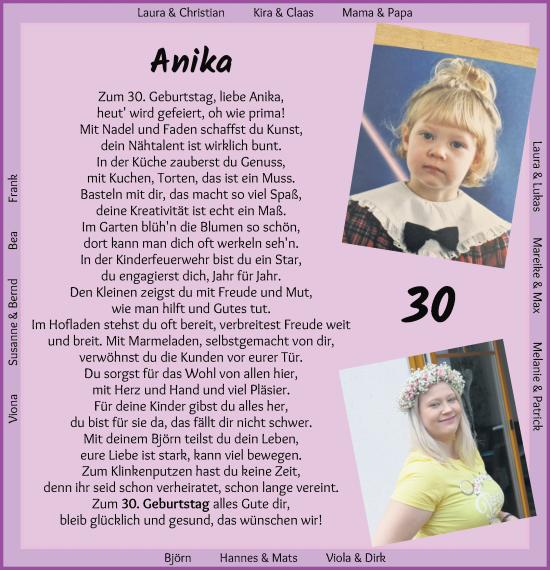 Glückwunschanzeige von Anika  von Osterholzer Kreisblatt
