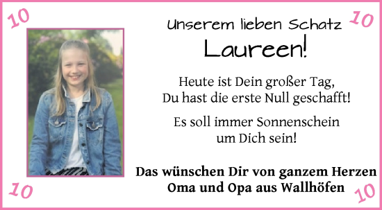 Glückwunschanzeige von Laureen M. von Osterholzer Kreisblatt