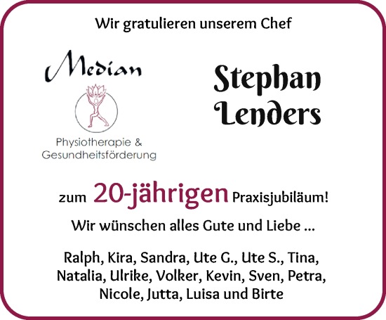 Glückwunschanzeige von Stephan Lenders von Osterholzer Kreisblatt