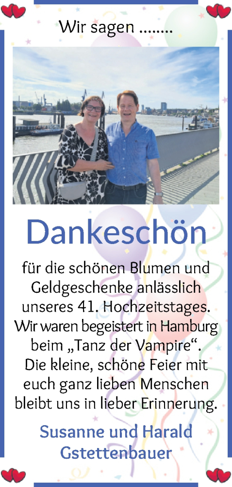 Glückwunschanzeige von Dankeschön 41. Hochzeitstag von WESER-KURIER