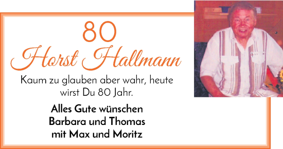 Glückwunschanzeige von Horst Hallmann von WESER-KURIER