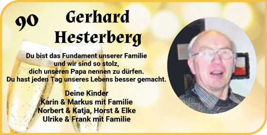 Glückwunschanzeige von Gerhard Hesterberg von Die Norddeutsche