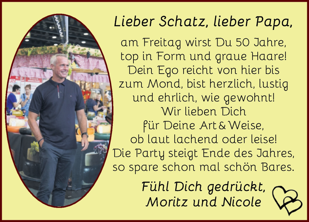 Anzeige für Papa  vom 17.10.2025 aus Die Norddeutsche
