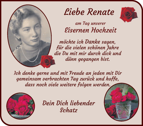 Glückwunschanzeige von Renate & Karl Schober von WESER-KURIER