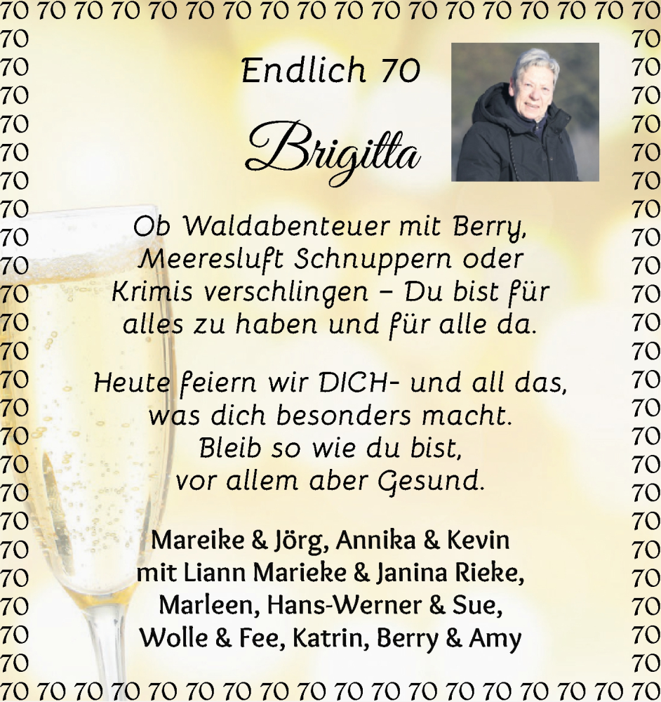 Anzeige für Brigitta  vom 19.11.2025 aus Osterholzer Kreisblatt