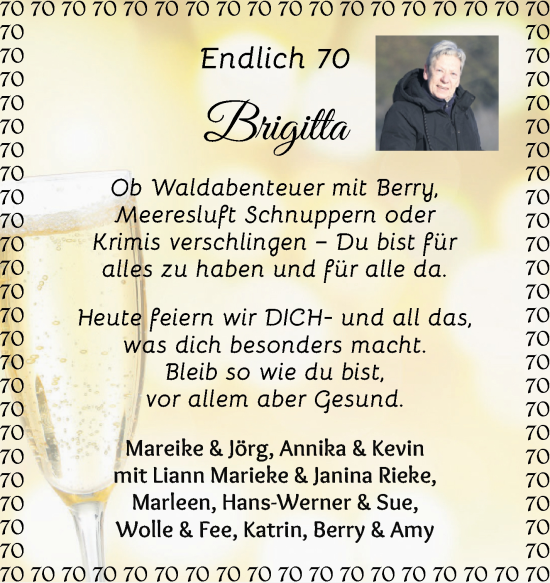 Glückwunschanzeige von Brigitta  von Osterholzer Kreisblatt