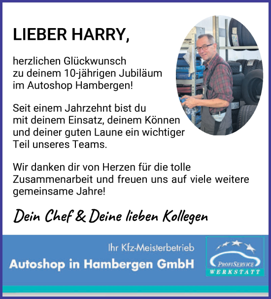 Glückwunschanzeige von Harry  von Osterholzer Kreisblatt
