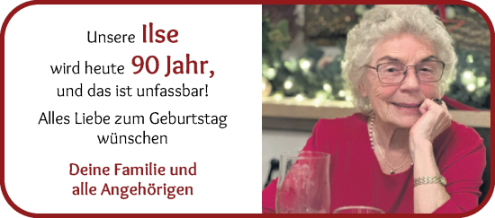 Glückwunschanzeige von Ilse  von WESER-KURIER