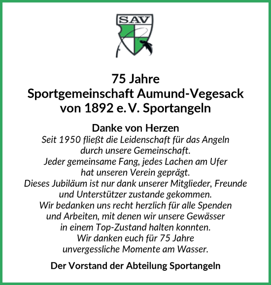 Glückwunschanzeige von Sportgemeinschaft Aumund-Vegesack  von Die Norddeutsche