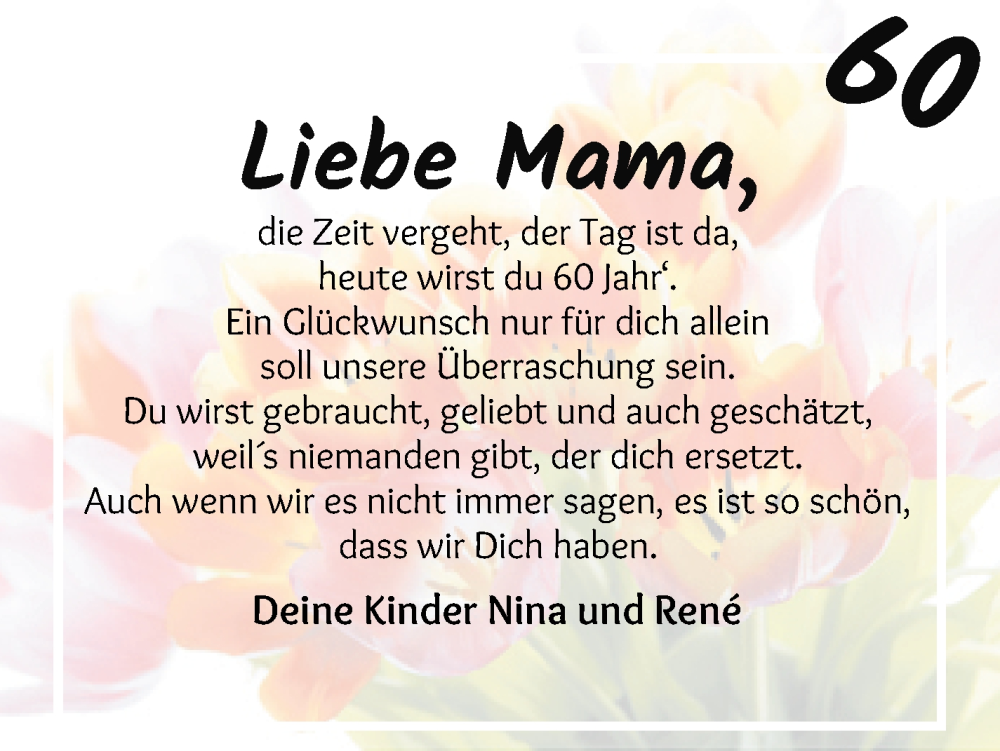 Anzeige für Zum 60. Geburtstag  vom 13.11.2025 aus Osterholzer Kreisblatt