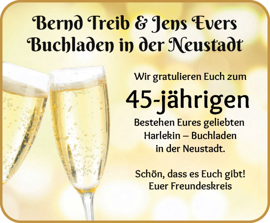 Glückwunschanzeige von Bernd Treib und Jens Evers  von WESER-KURIER