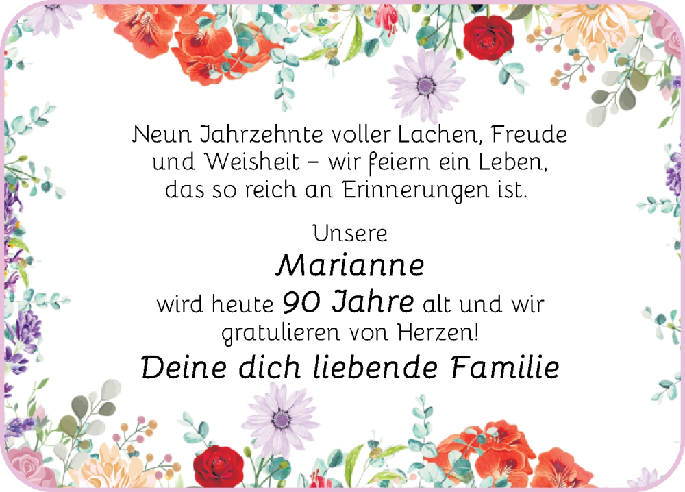 Anzeige für Marianne  vom 13.12.2025 aus Osterholzer Kreisblatt