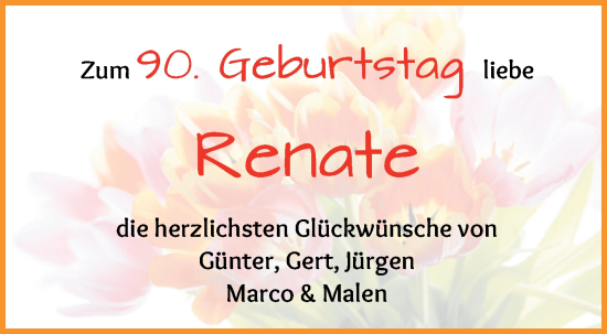 Glückwunschanzeige von Renate  von Die Norddeutsche