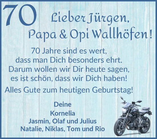 Glückwunschanzeige von Jürgen  von Osterholzer Kreisblatt