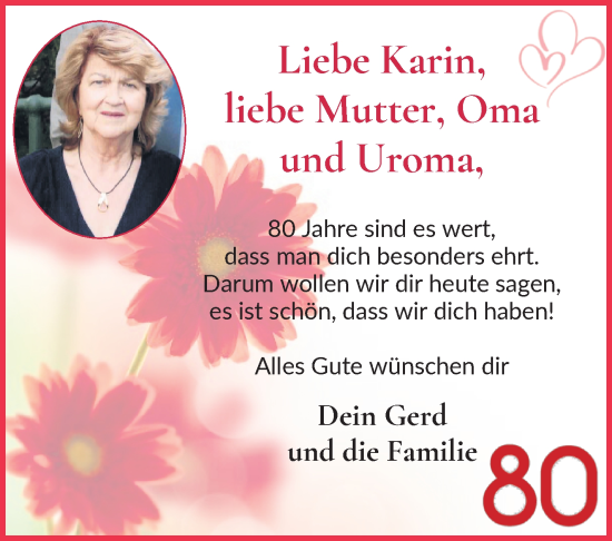 Glückwunschanzeige von Karin  von Osterholzer Kreisblatt