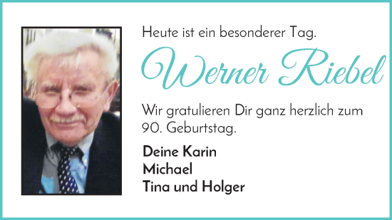 Glückwunschanzeige von Werner Riebel von WESER-KURIER