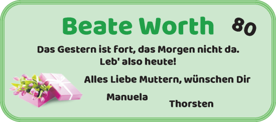 Glückwunschanzeige von Beate Worth von WESER-KURIER