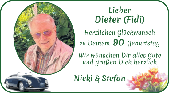 Glückwunschanzeige von Dieter Pahl von WESER-KURIER