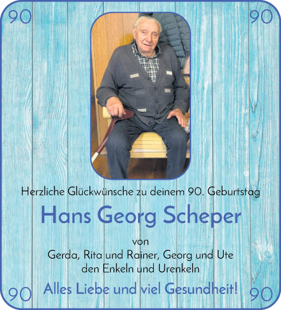 Glückwunschanzeige von Hans Georg Scheper von Osterholzer Kreisblatt