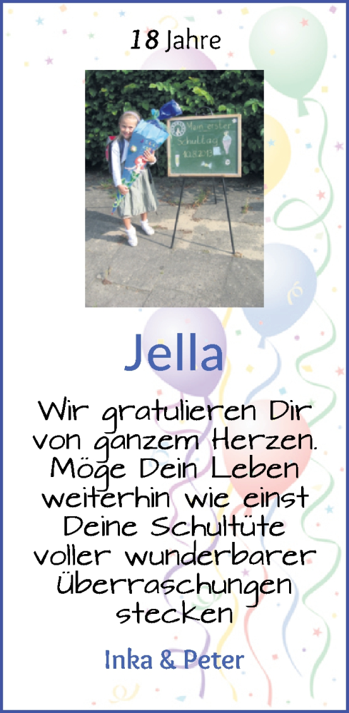 Glückwunschanzeige von Jella  von WESER-KURIER