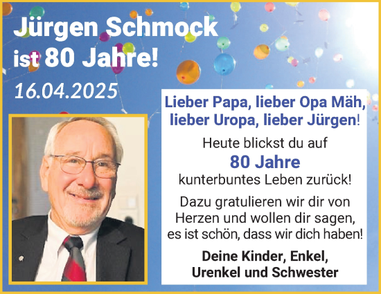 Glückwunschanzeige von Jürgen Schmock von WESER-KURIER