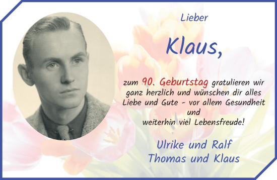 Glückwunschanzeige von Klaus  von Die Norddeutsche