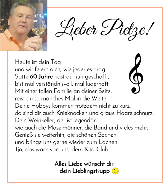 Glückwunschanzeige von Pietze . von Die Norddeutsche