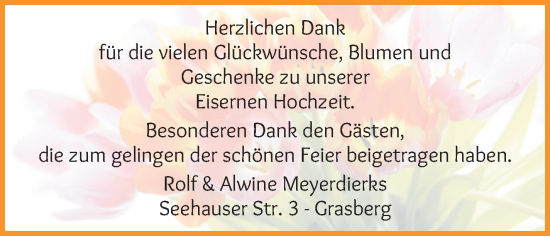 Glückwunschanzeige von Rolf & Alwine Meyerdierks von Wuemme Zeitung