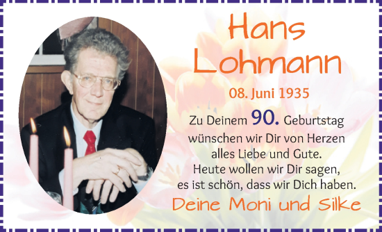 Glückwunschanzeige von Hans Lohmann von WESER-KURIER