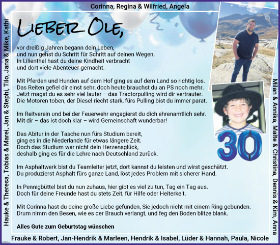 Glückwunschanzeige von Jan Ole  von Osterholzer Kreisblatt