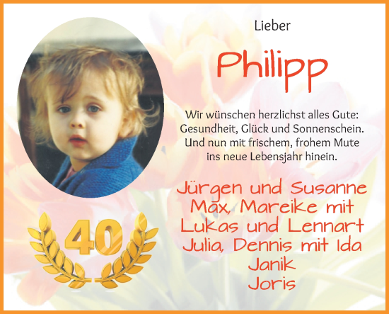 Glückwunschanzeige von Philipp  von Wuemme Zeitung